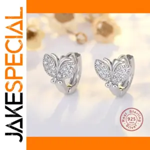 Butterfly Hoop Earrings with Cubic Zirconia