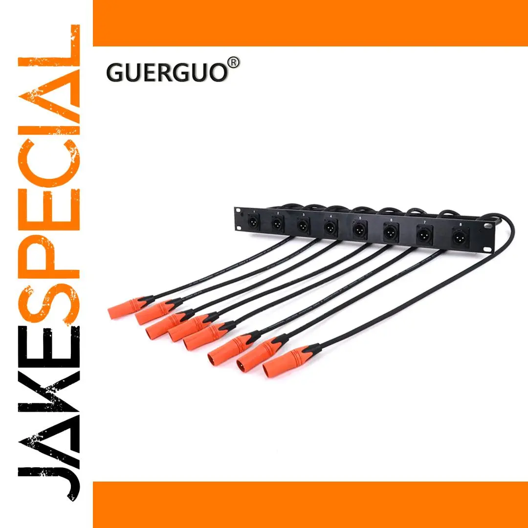 Professional 1U XLR Patch Panel with 8 Male Connectors 1 Professional 1U XLR Patch Panel with 8 Male Connectors