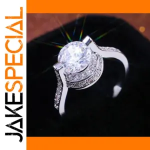Sterling Silver Zircon Engagement Ring