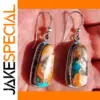 Ethnic Oval Stone Drop Earrings for Women