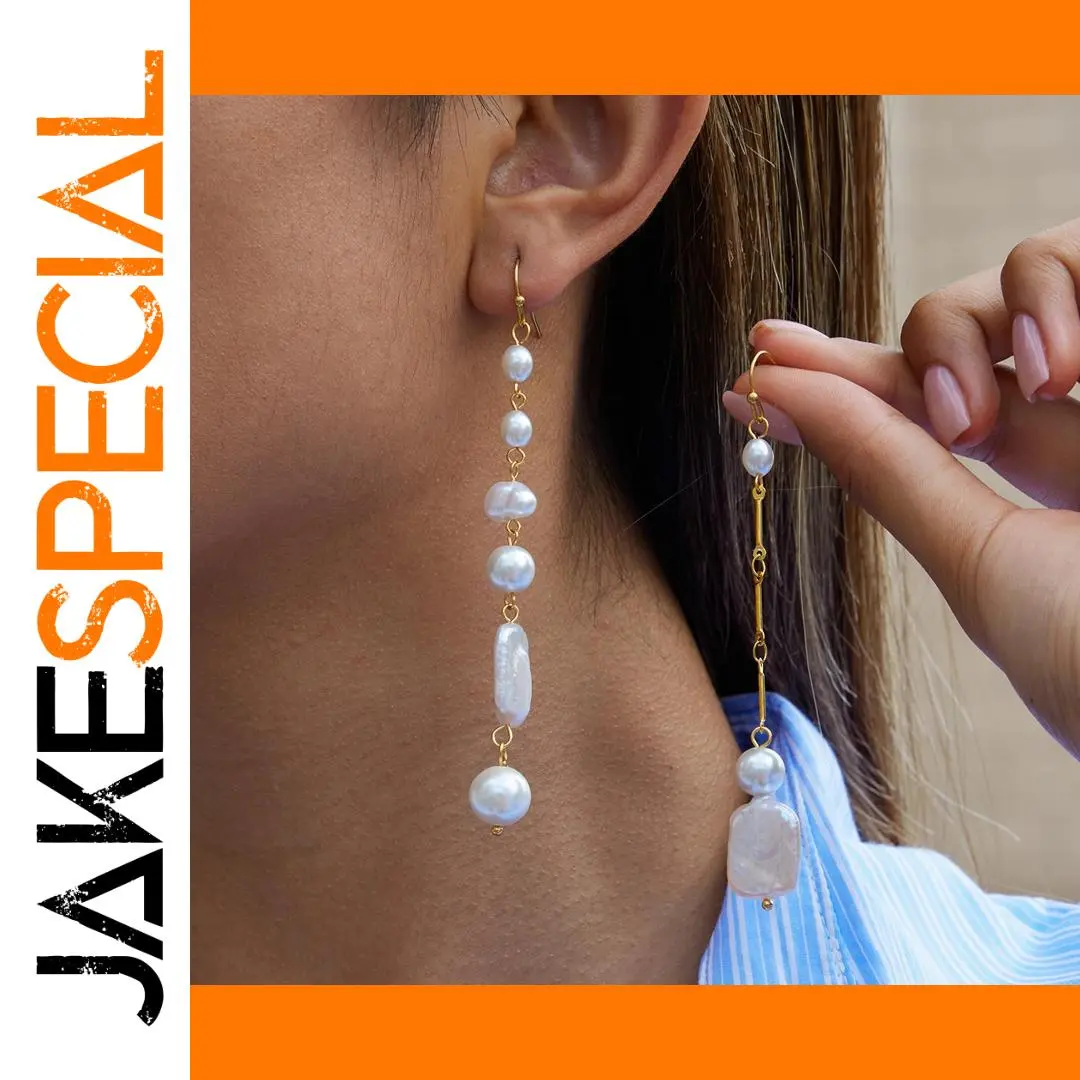 Stainless Steel Freshwater Pearl Drop Earrings 1 Stainless Steel Freshwater Pearl Drop Earrings