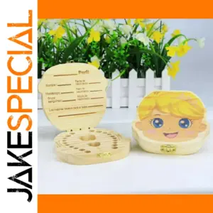 Wooden Baby Tooth Keepsake Box with Colorful Face