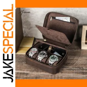 Vintage Leather Watch Travel Case for Men