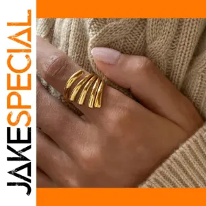 Stainless Steel Geometric Gold Ring for Women