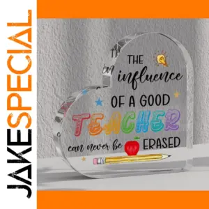 Vibrant Acrylic Heart Sign for Teachers