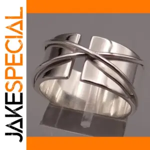 Vintage Silver Geometric Cocktail Ring for Women