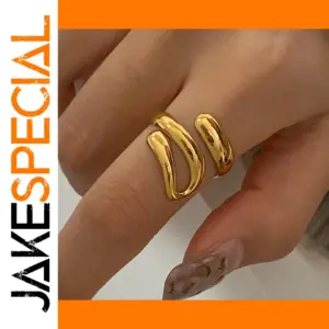 Stainless Steel Gold Women's Spiral Ring