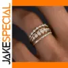 Elegant Women's Geometric Ring Set in Gold & Silver