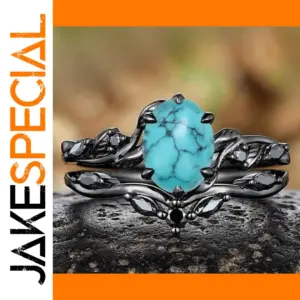 Vintage Black and Turquoise Cocktail Ring