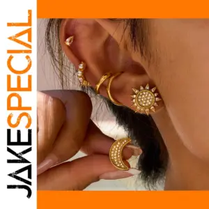 Celestial Moon Sun Stainless Steel Earrings Set