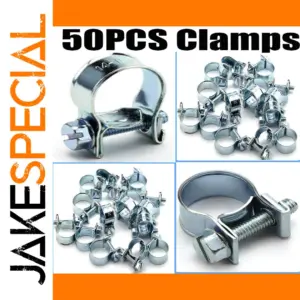 Set of 50 Stainless Steel Hose Clamps 7-17mm