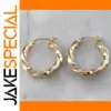 Gold Textured Twist Hoop Earrings for Women