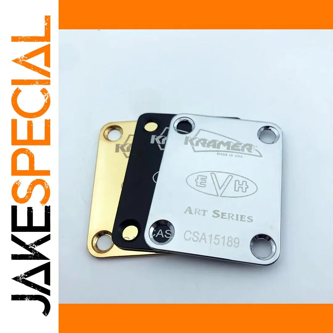Kramer Metal Guitar Neck Plate in Gold, Chrome, Black 1 Kramer Metal Guitar Neck Plate in Gold, Chrome, Black