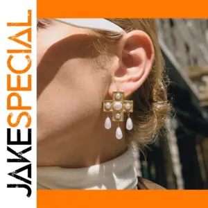 Elegant Stainless Steel Cross Earrings with Pearls