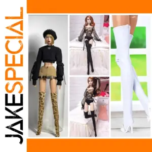 White Thigh-High Boots for 12-Inch Action Figures