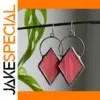 Vintage Rhombus Drop Earrings with Red Stone