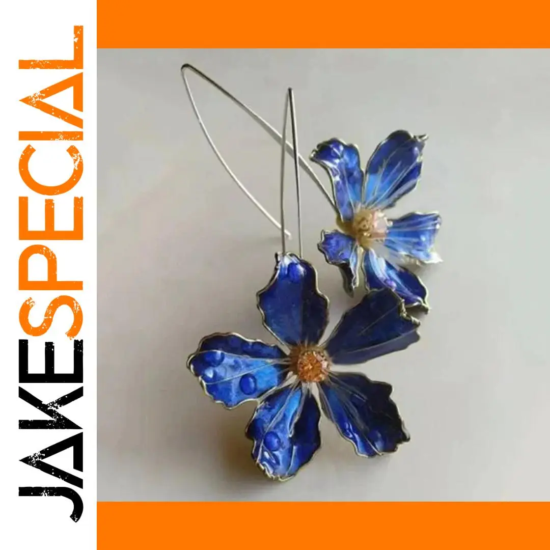 Vintage Blue Flower Drop Earrings for Women 1 Vintage Blue Flower Drop Earrings for Women