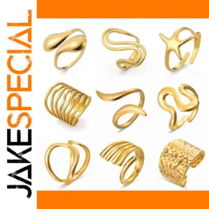 Gold Geometric Open Ring for Women