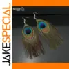 Handmade Peacock Feather Drop Earrings