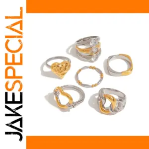 Stainless Steel Heart Ring Size 7