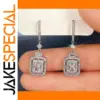Silver Dangle Earrings with Cushion CZ Stone