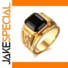 Bold Men's Cocktail Ring with Black Stone