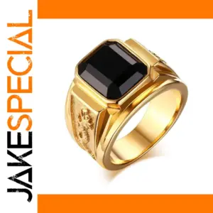 Bold Men's Cocktail Ring with Black Stone