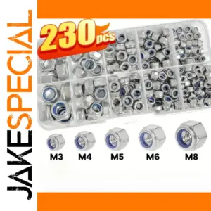 230-Piece Stainless Steel Lock Nut Set with Nylon Inserts