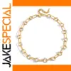 Stainless Steel Pearl Necklace with Gold Links