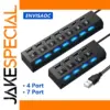 Black USB Hub Splitter with 7 Switches