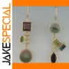 Vintage Geometric Drop Earrings with Green and Red Stones