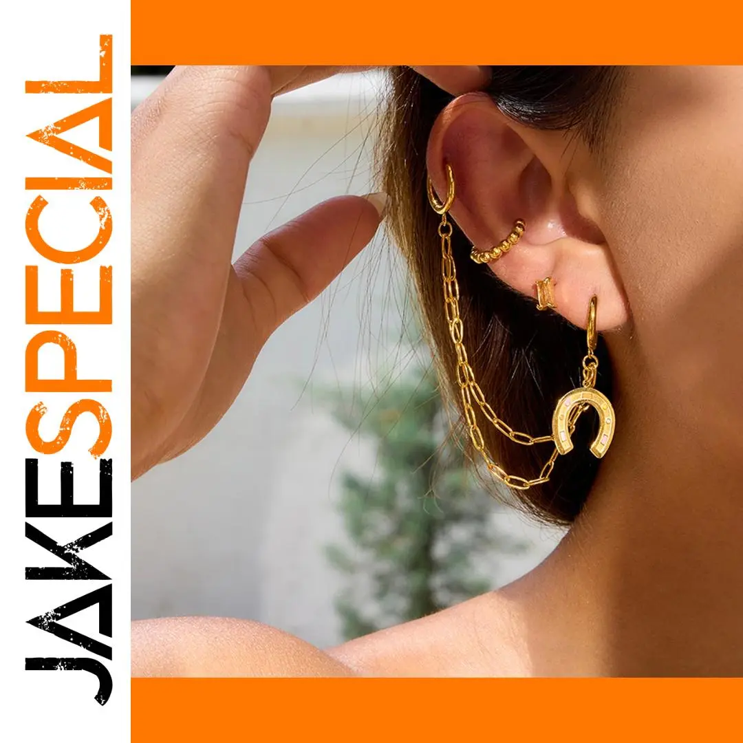 Gold Stainless Steel Earrings Set 4 Pcs 1 Gold Stainless Steel Earrings Set 4 Pcs