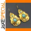 Vintage Ethnic Dangle Earrings with Turquoise Accents