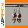Vintage Red Stone Drop Earrings Set