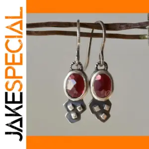 Vintage Red Stone Drop Earrings Set