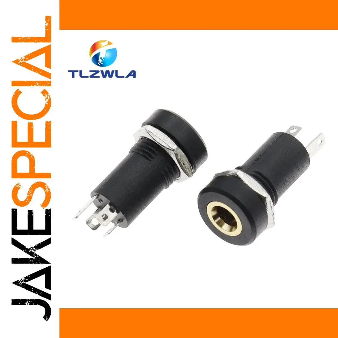 Set of Five Black 3.5mm Audio Connectors with Gold Plating 1 Set of Five Black 3.5mm Audio Connectors with Gold Plating