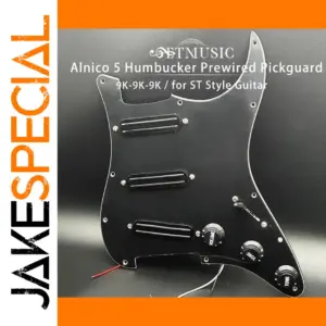 Black Prewired Stratocaster Pickguard with Mini Humbuckers
