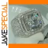 Men's Geometric Cubic Zirconia Silver Ring
