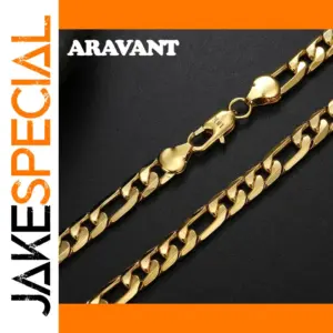 Gold-Tone Rectangular Link Necklace with Adjustable Length