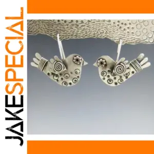 Vintage Bird Earrings with Gold and Silver Finish