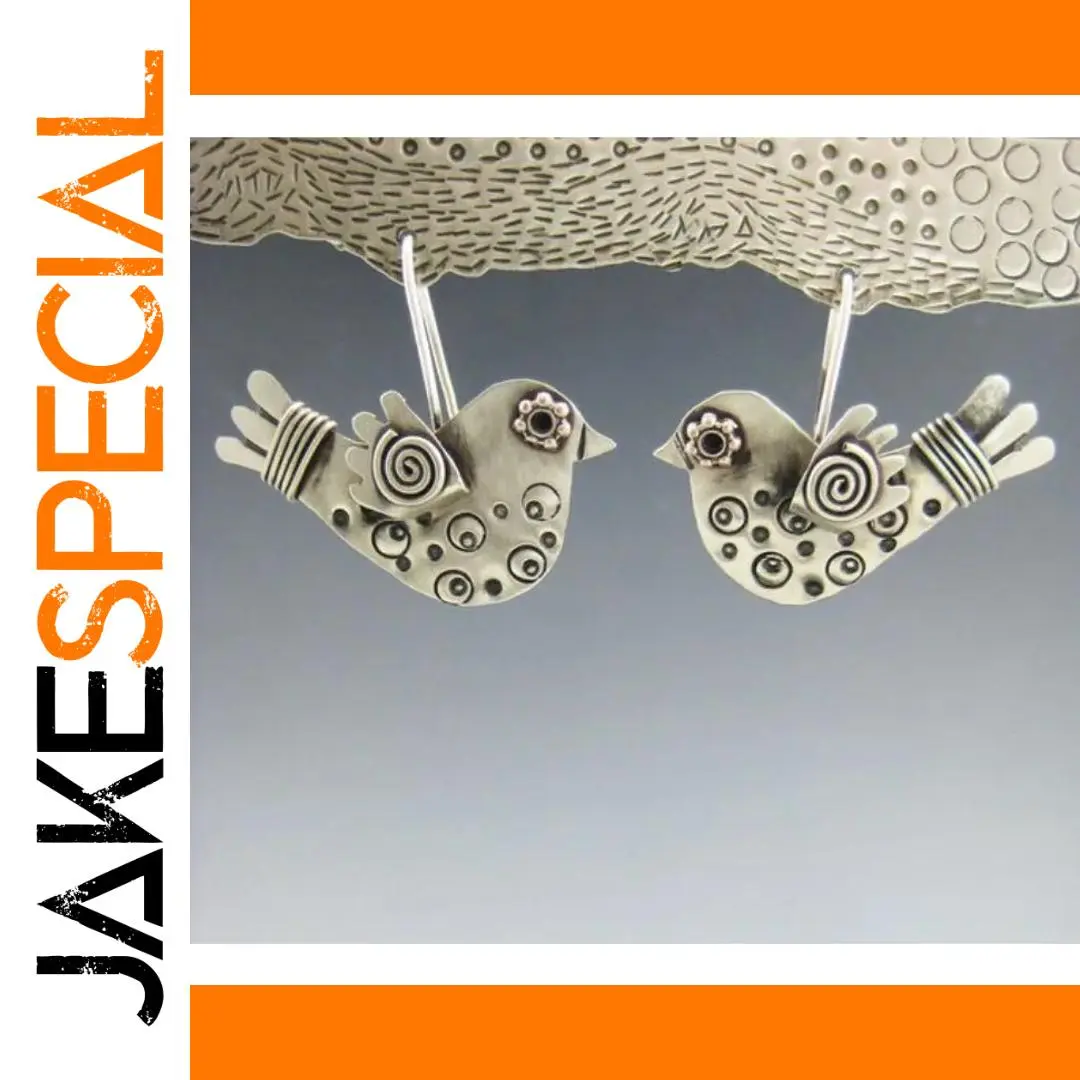 Vintage Bird Earrings with Gold and Silver Finish 1 Vintage Bird Earrings with Gold and Silver Finish