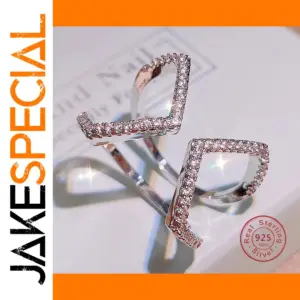 Geometric Sterling Silver Ring with Zircon Accents