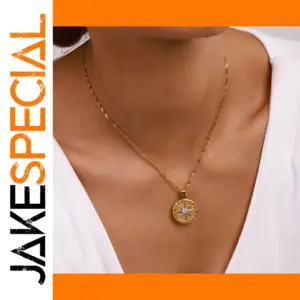 Stainless Steel Gold Finish Star Pendant Necklace