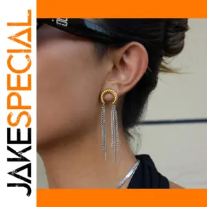 Stainless Steel Moon Tassel Earrings