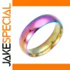 Iridescent Stainless Steel Rainbow Ring with CZ Stones