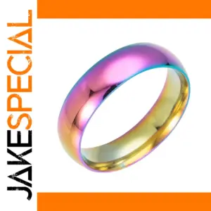 Iridescent Stainless Steel Rainbow Ring with CZ Stones