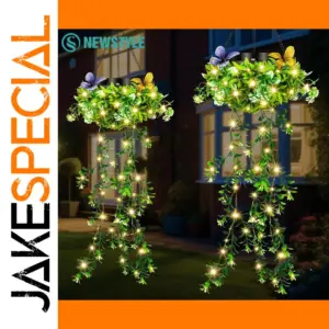 Solar Lanterns with Lush Foliage and Butterflies
