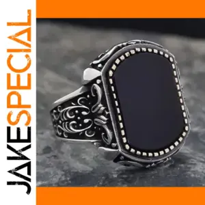 Men's Silver Black Zircon Cocktail Ring
