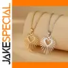 Stainless Steel Sunburst Heart Necklace