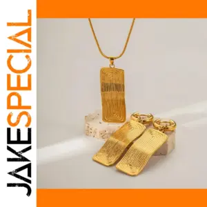 Gold Stainless Steel Geometric Jewelry Set
